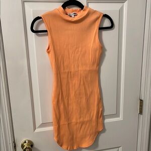 Sleeveless Orange Ribbed Dress